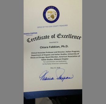 Prof. Fabbian's certificate from the Cook County Treasurer
                  